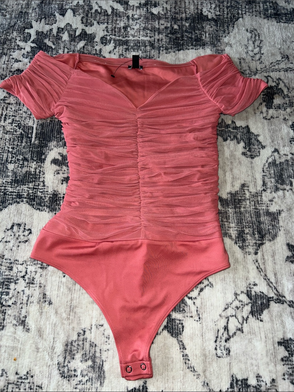 Express Coral Ruched Girls One-Piece Bodysuit